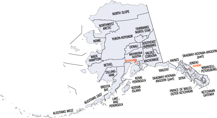 Alaska State Counties Map