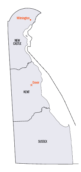 Delaware State Counties Map