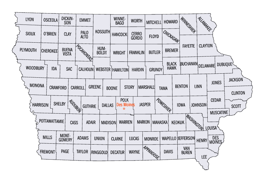 Iowa State Counties Map