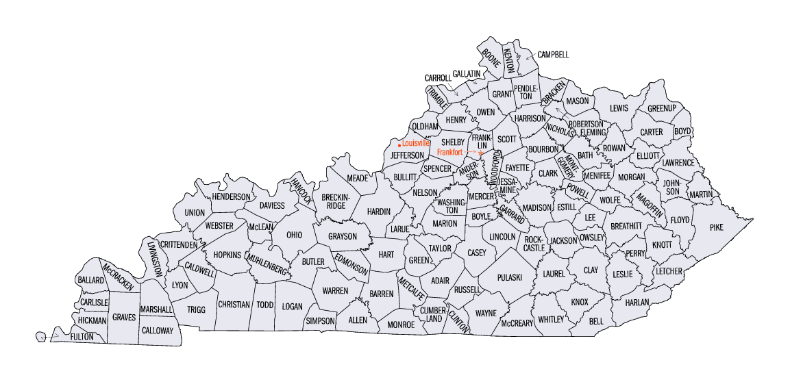 Kentucky State Counties Map