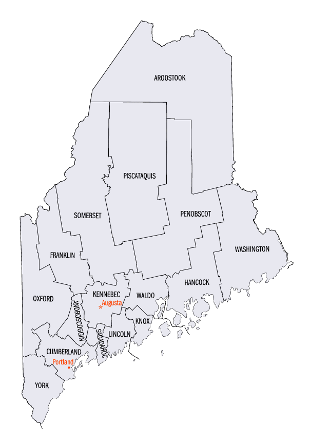 Maine State Counties Map