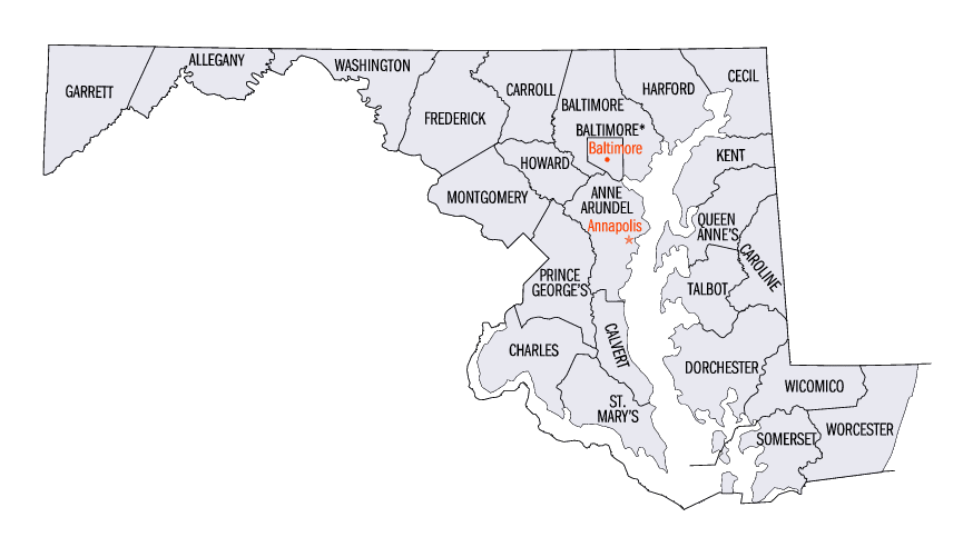 Maryland State Counties Map