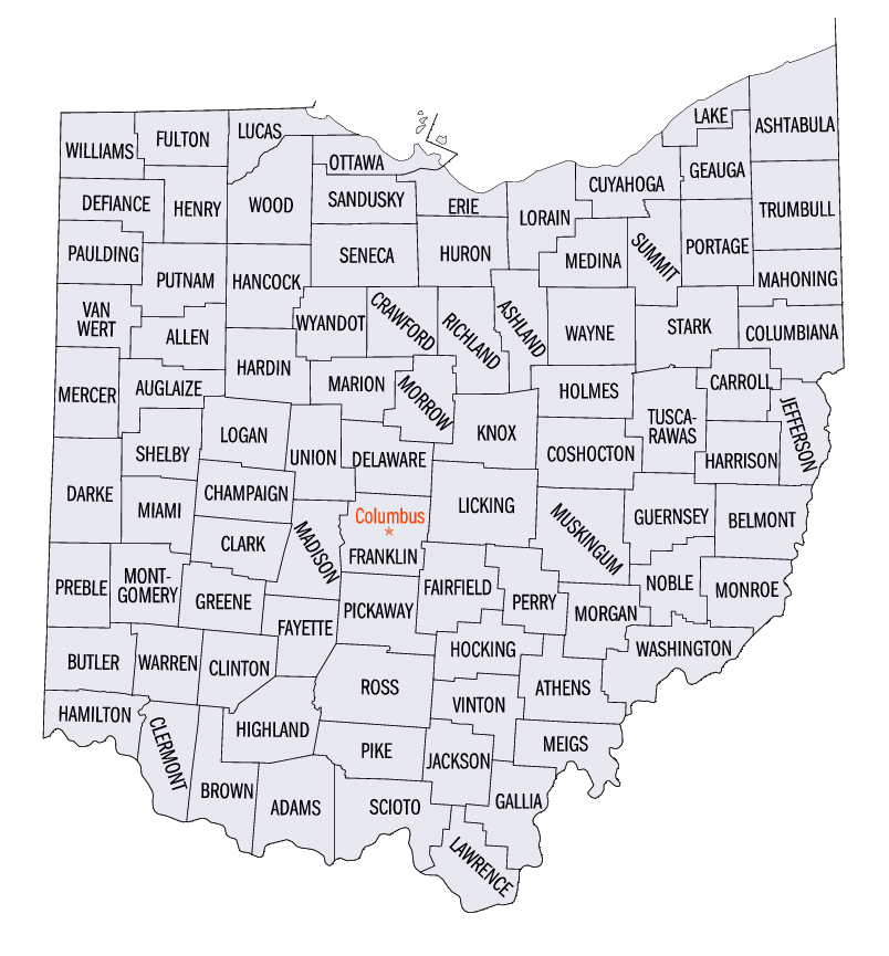 Ohio State Counties Map