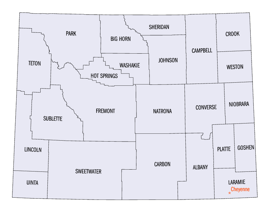 Wyoming State Counties Map
